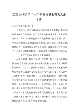 2022公司员工个人工作总结模板精选大全3篇-范本.docx