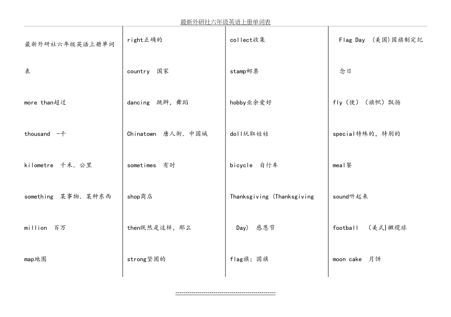 最新外研社六年级英语上册单词表69741.doc_第2页