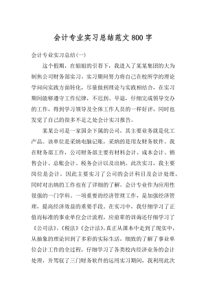 会计专业实习总结范文800字精编.docx