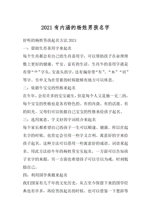 2021有内涵的杨姓男孩名字精编.docx