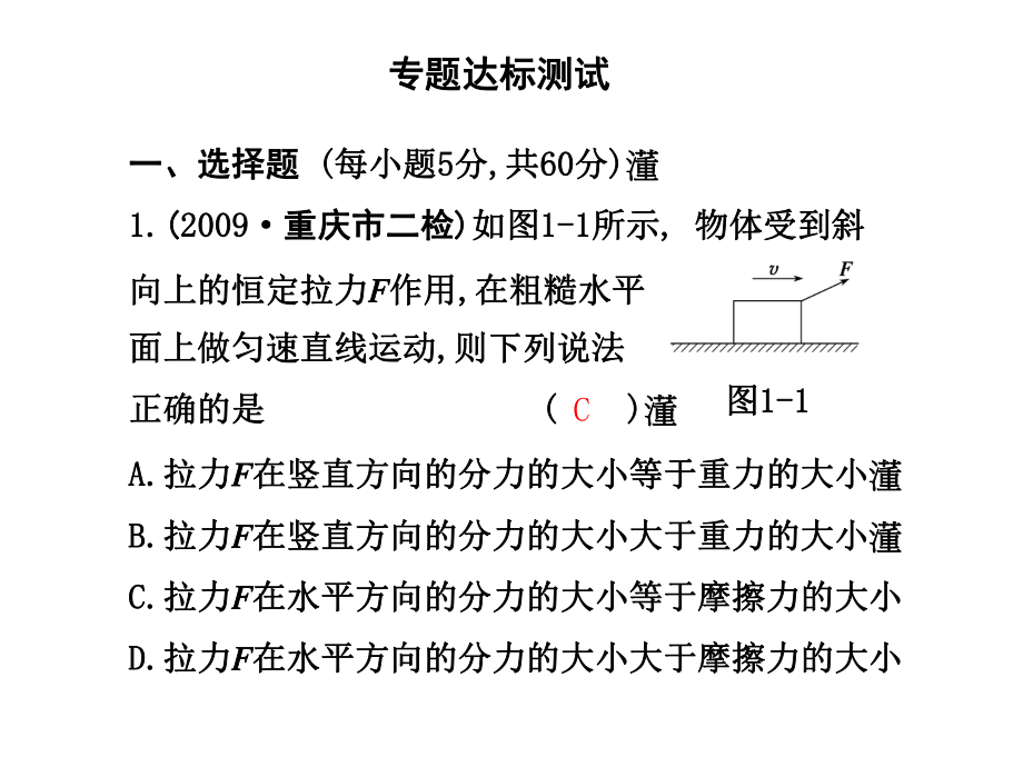 专题1——力与物体的平衡专题达标测试(1).ppt_第1页