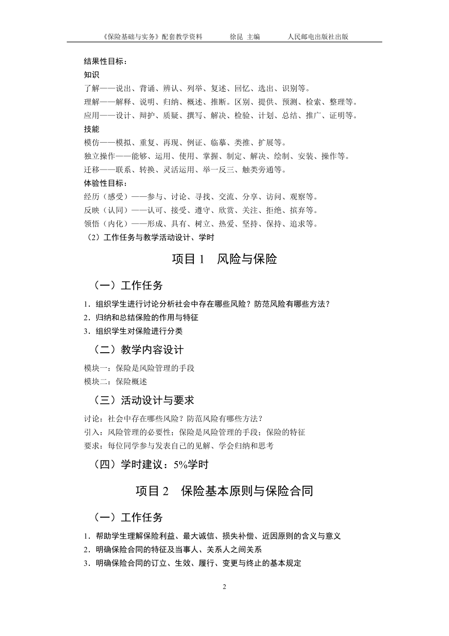 《保险基础与实务》课程标准(含课程思政指引).docx_第2页