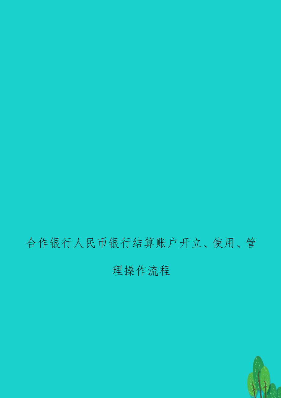 合作银行人民币银行结算账户开立、使用、操作流程.doc_第1页