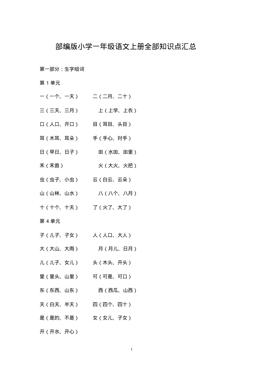 部编版小学一年级语文上册全部知识点汇总.pdf_第1页