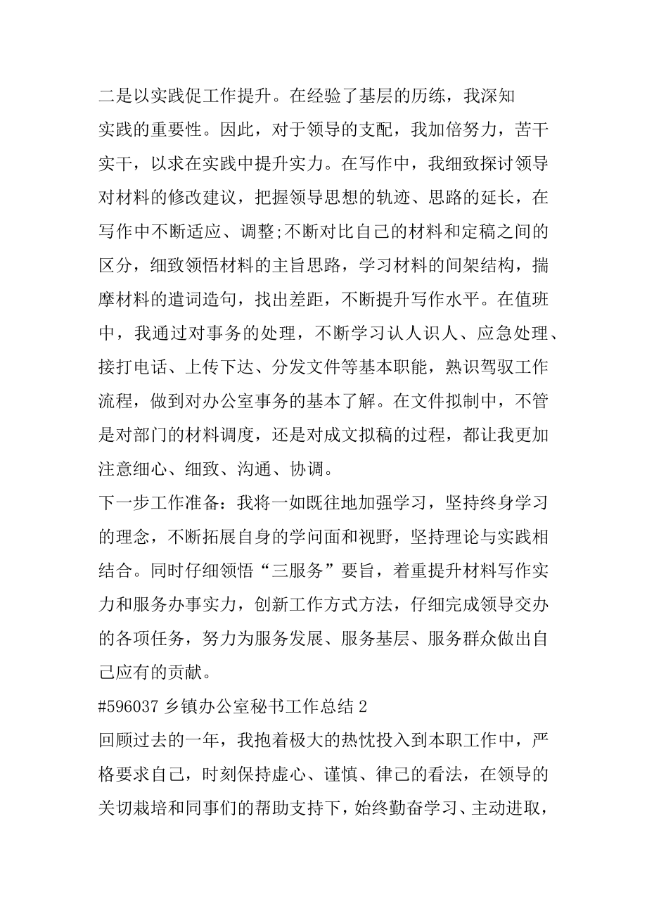 乡镇办公室秘书工作总结范本.docx_第2页