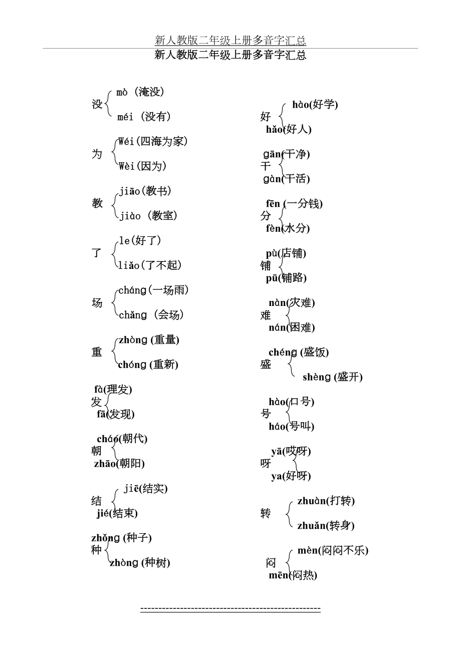 新人教版二年级上册多音字汇总.doc_第2页