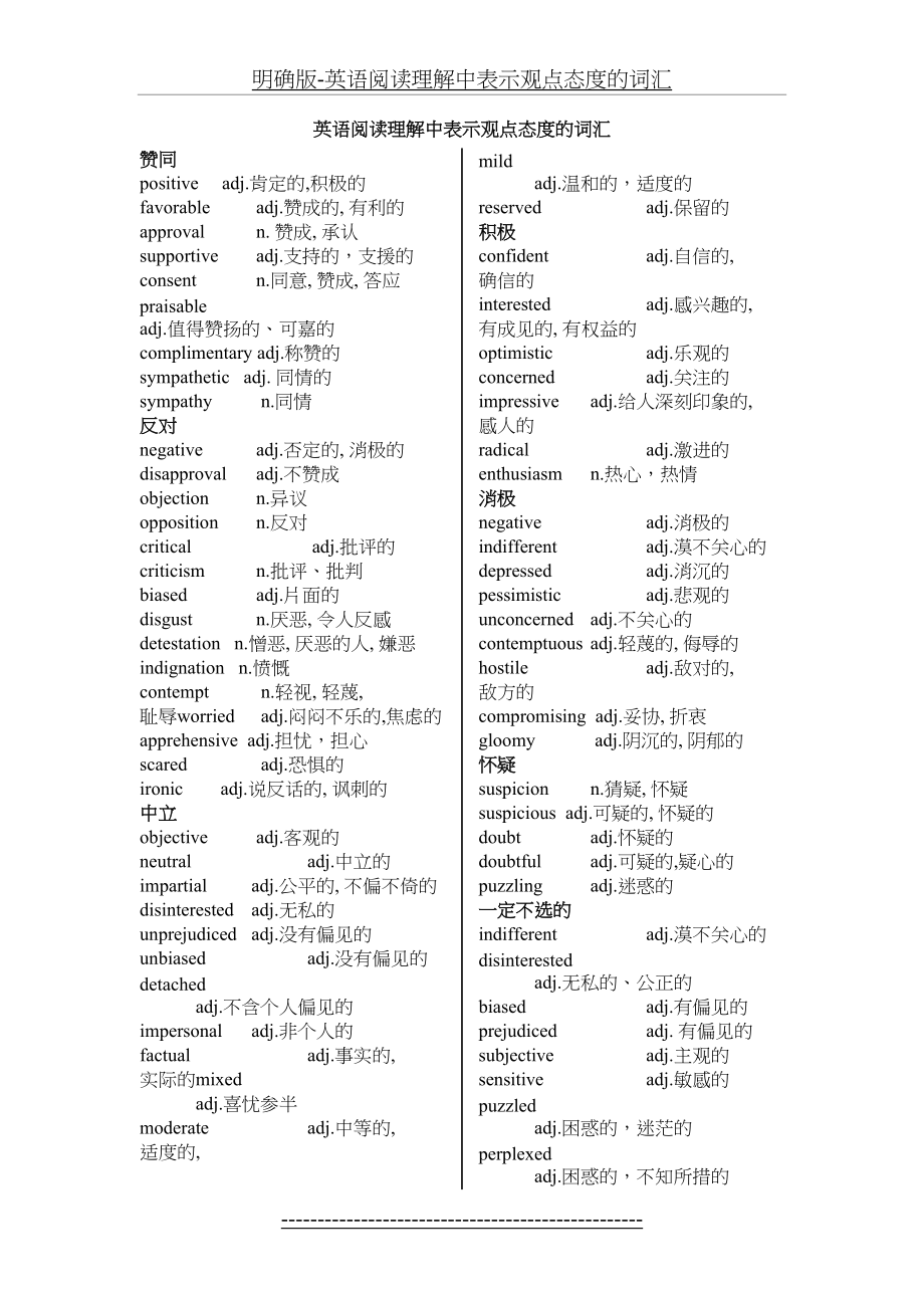 明确版-英语阅读理解中表示观点态度的词汇.doc_第2页