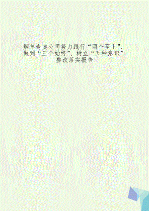 烟草专卖公司努力践行“两个至上”、做到“三个始终”、树立“五种意识”整改落实报告.doc