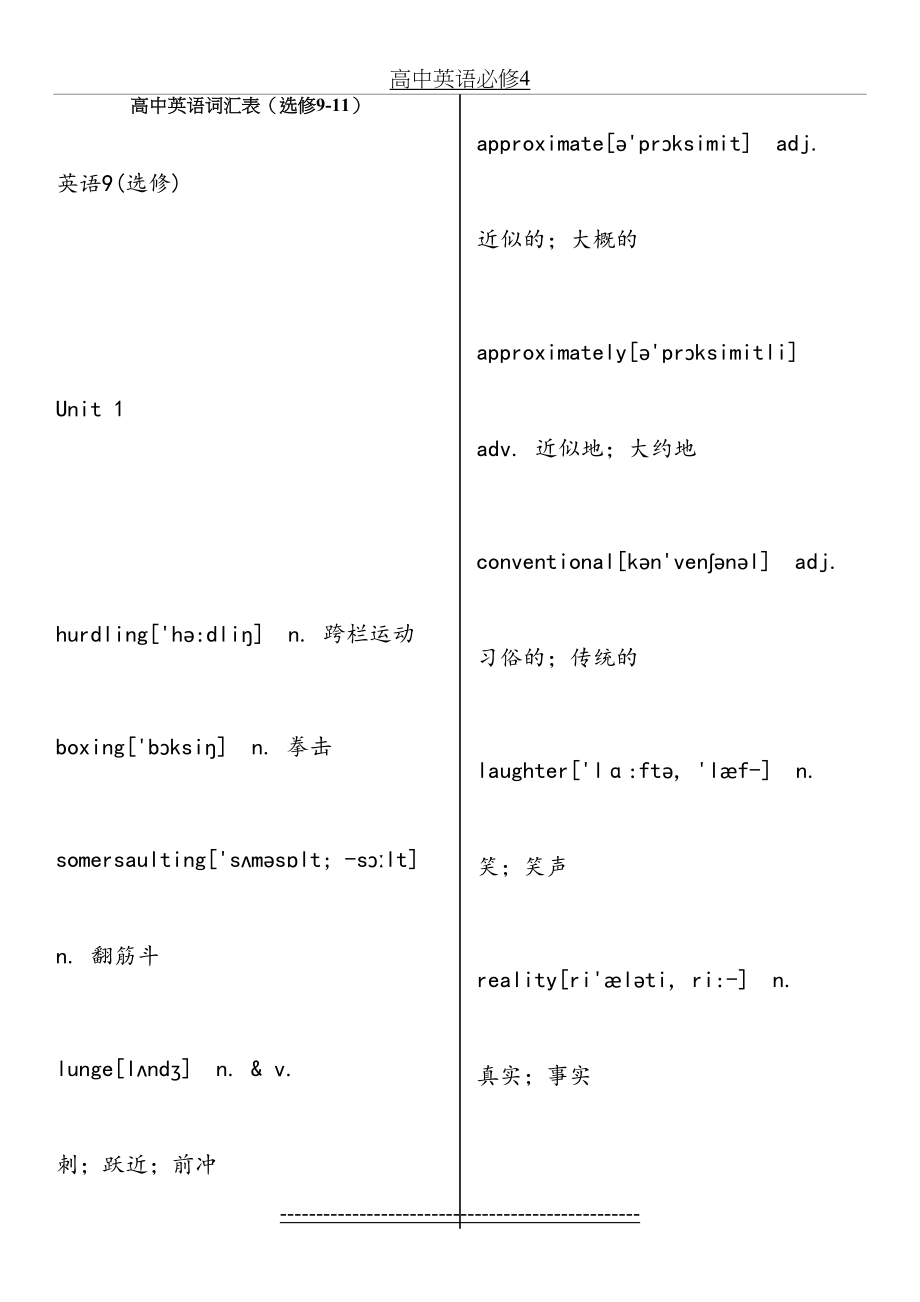 新课标人教版高中英语词汇表【选修9-11】含音标.doc_第2页