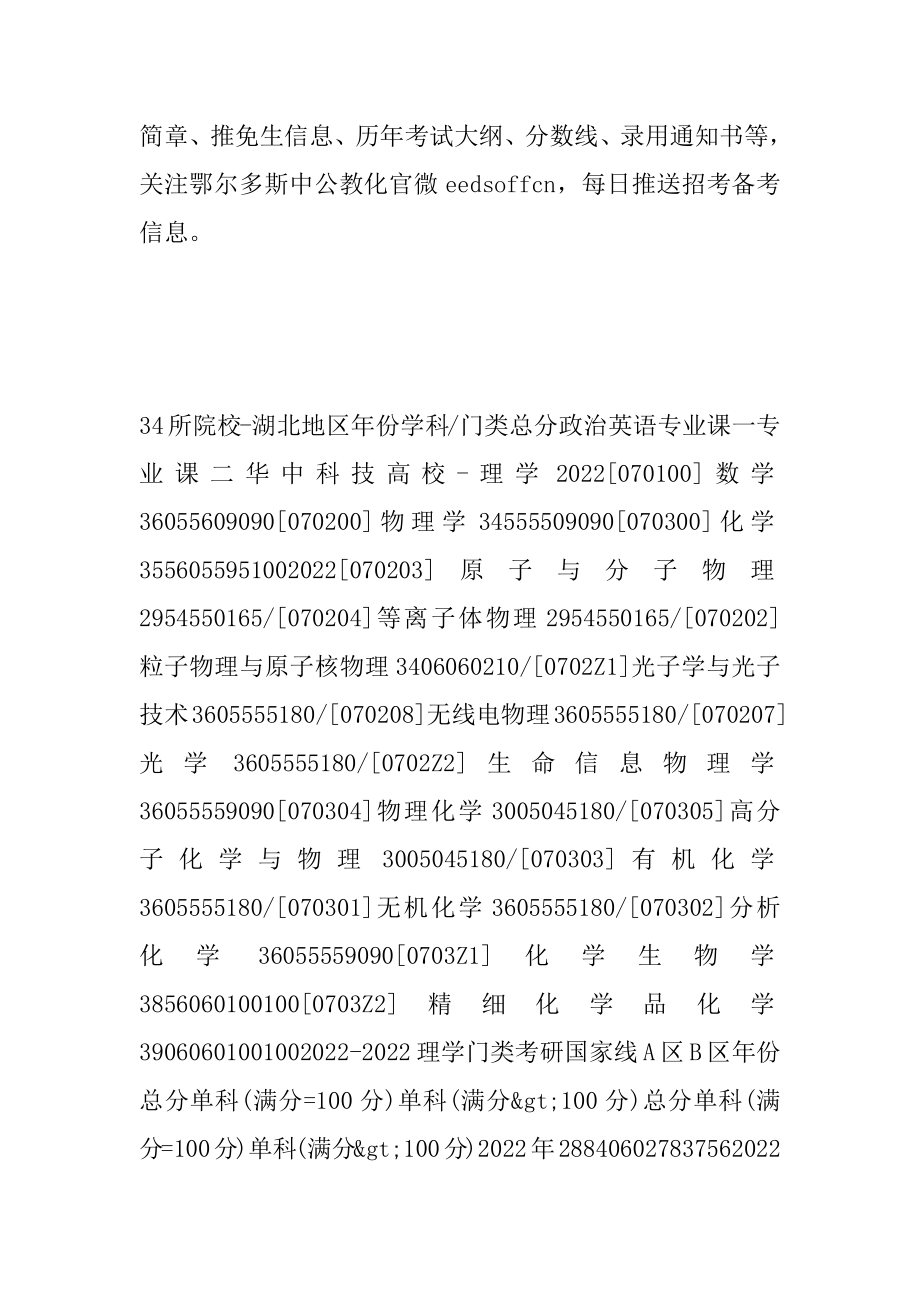 2021考研分数线-华中科技大学理学历年分数线与国家线对比精选.docx_第2页