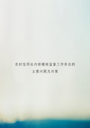 农村信用社内部稽核监督工作存在的主要问题及对策.doc