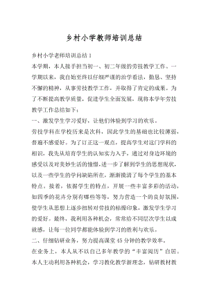 乡村小学教师培训总结范文.docx