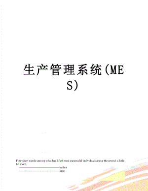 生产管理系统(MES).doc