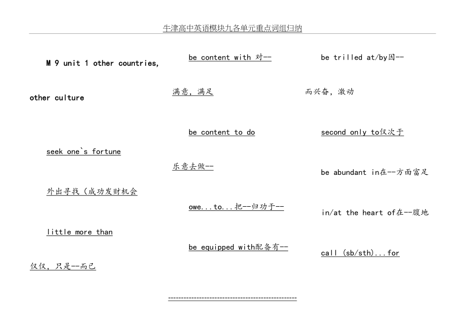 牛津高中英语模块九各单元重点词组归纳.doc_第2页