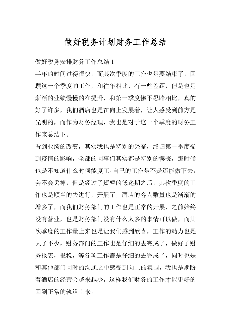 做好税务计划财务工作总结范文.docx_第1页