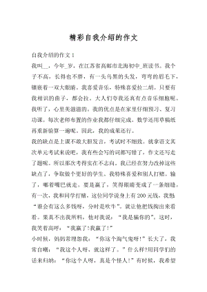 精彩自我介绍的作文汇总.docx