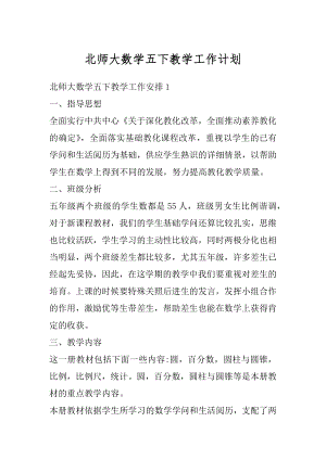 北师大数学五下教学工作计划汇编.docx