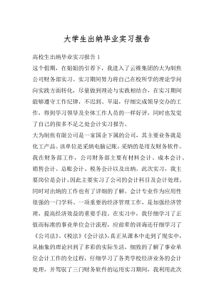 大学生出纳毕业实习报告精品.docx