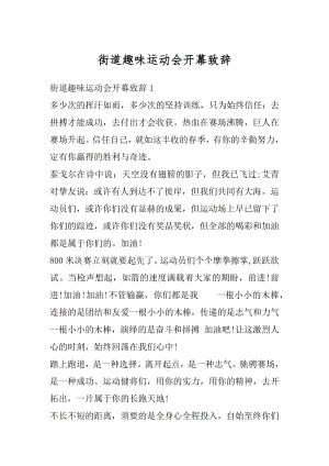 街道趣味运动会开幕致辞精编.docx