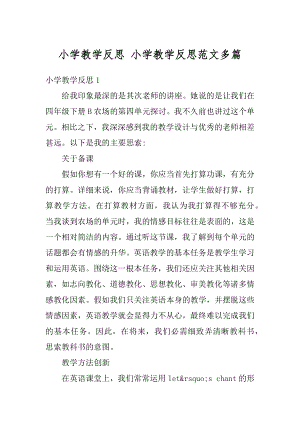 小学教学反思 小学教学反思范文多篇汇编.docx