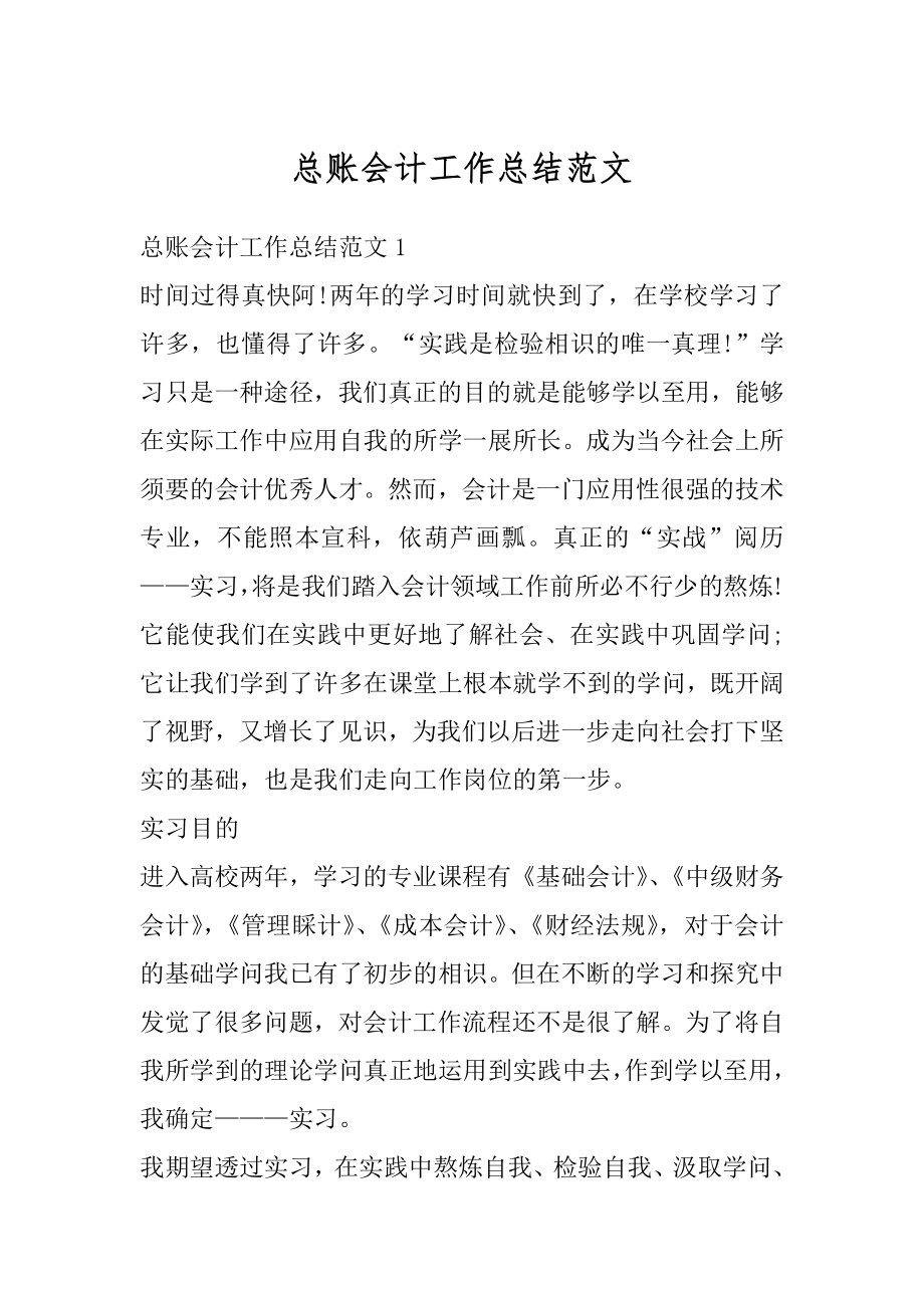 总账会计工作总结范文精编.docx_第1页