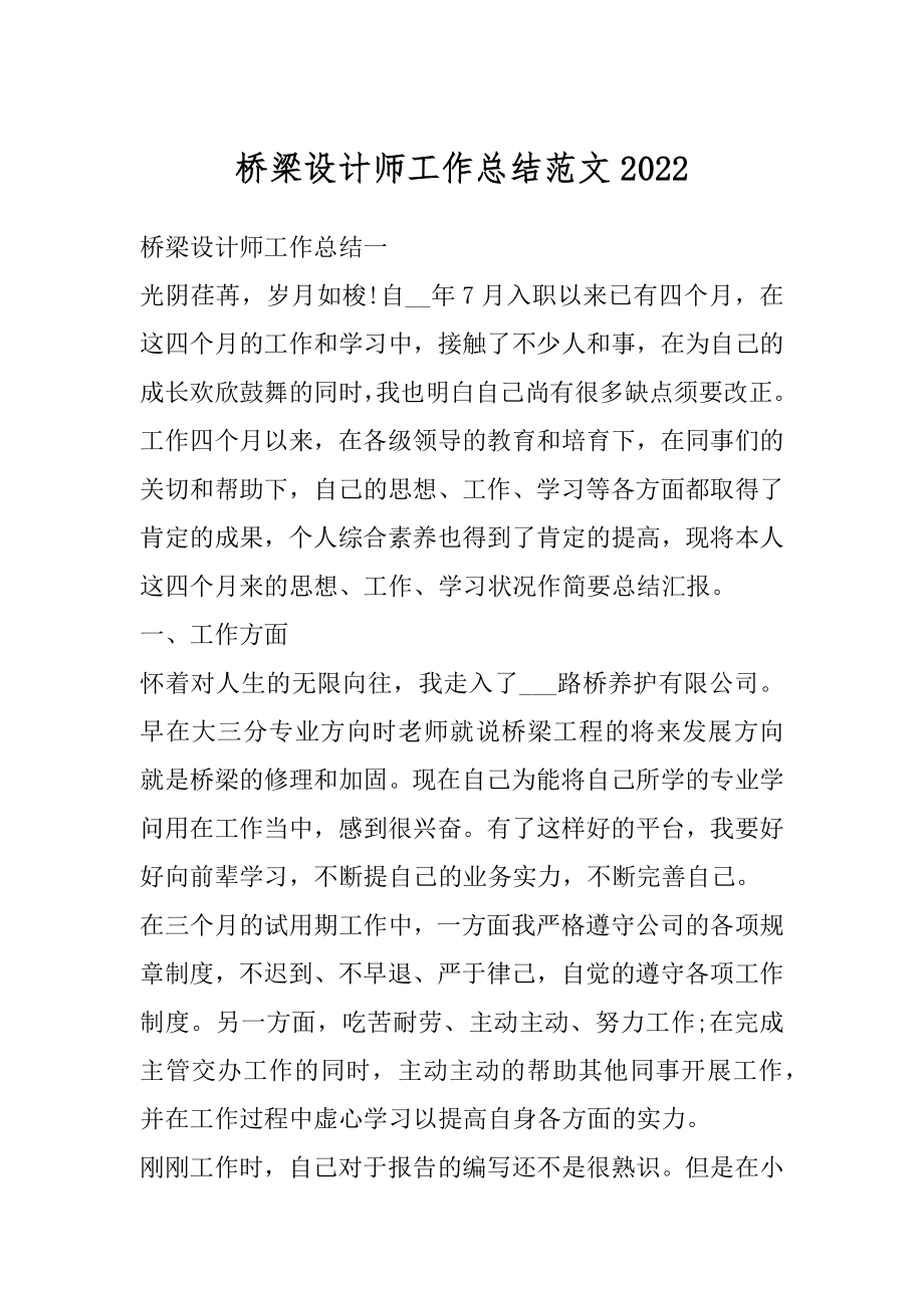 桥梁设计师工作总结范文例文.docx_第1页