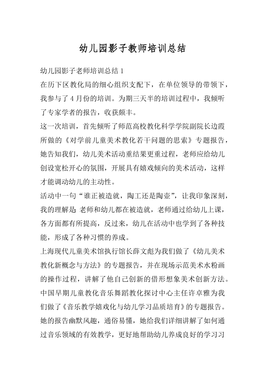 幼儿园影子教师培训总结优质.docx_第1页