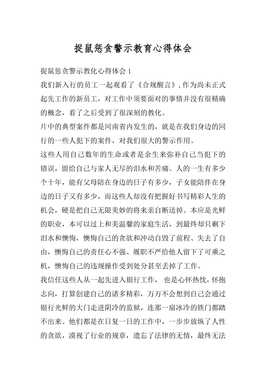 捉鼠惩贪警示教育心得体会例文.docx_第1页