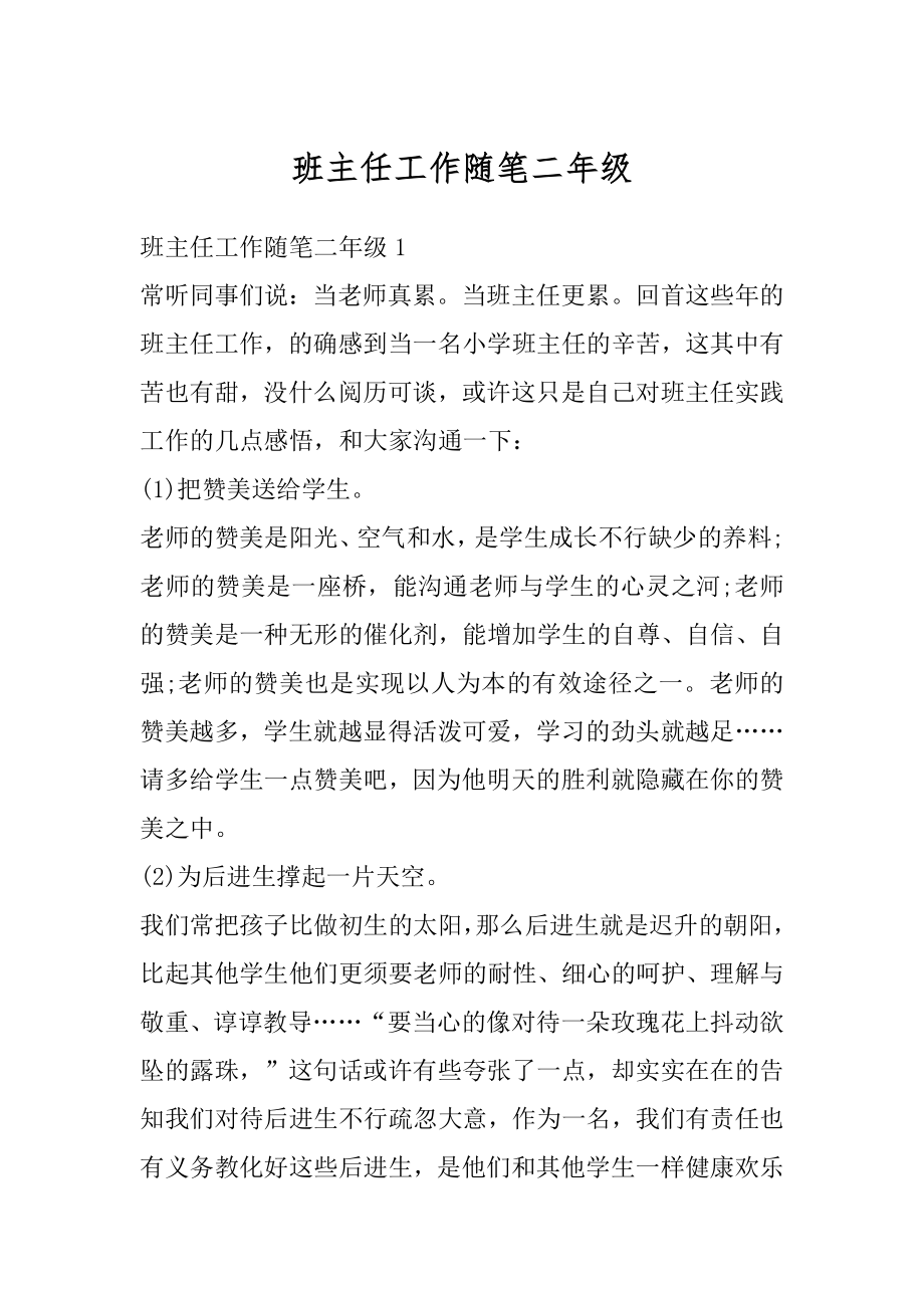 班主任工作随笔二年级汇总.docx_第1页