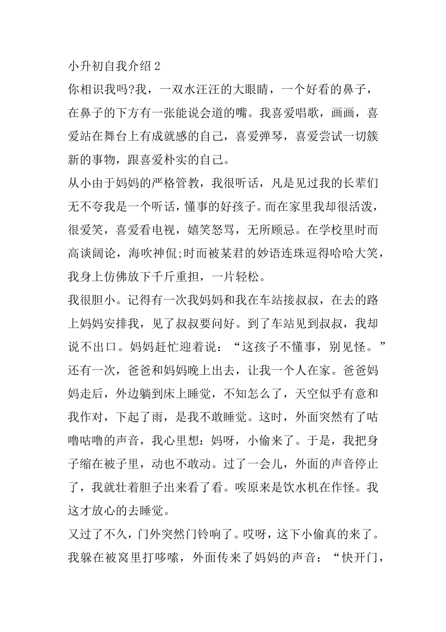 小升初自我介绍5篇范文范本.docx_第2页