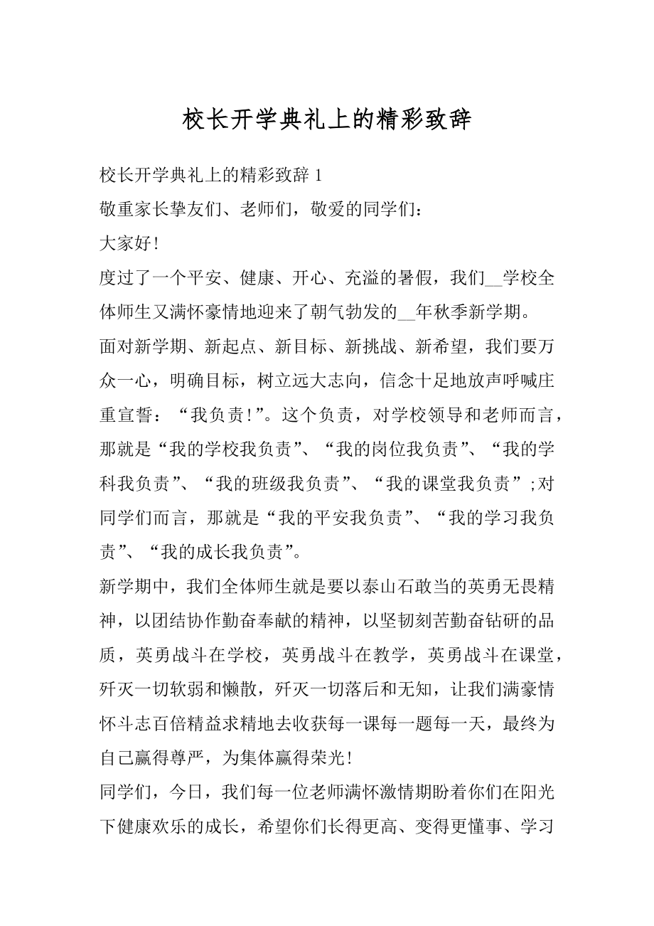 校长开学典礼上的精彩致辞汇编.docx_第1页