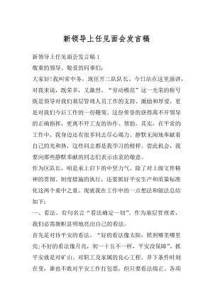 新领导上任见面会发言稿精编.docx