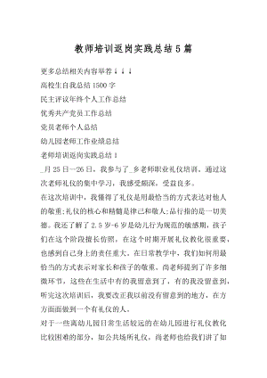 教师培训返岗实践总结5篇汇编.docx