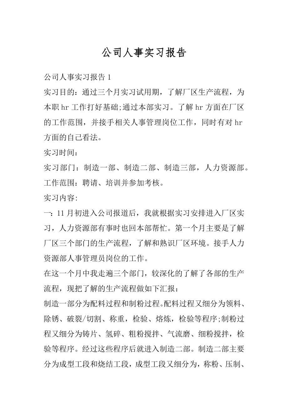 公司人事实习报告范例.docx_第1页