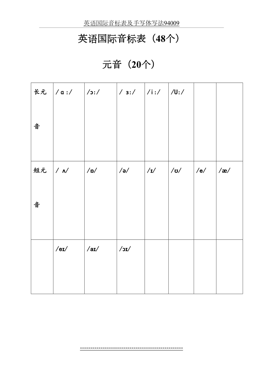 英语国际音标表及手写体写法94009.doc_第2页