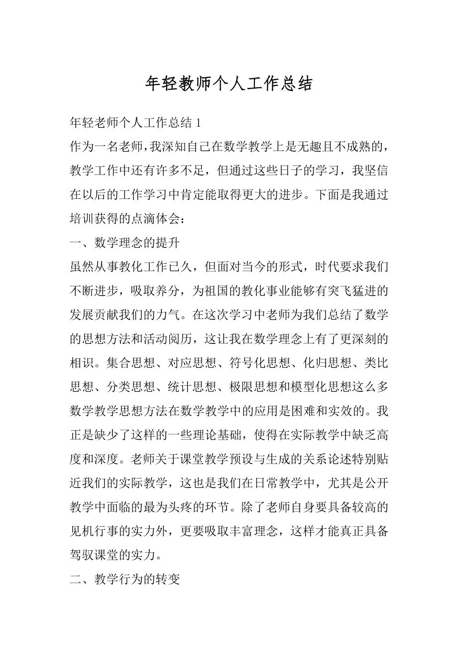 年轻教师个人工作总结汇编.docx_第1页