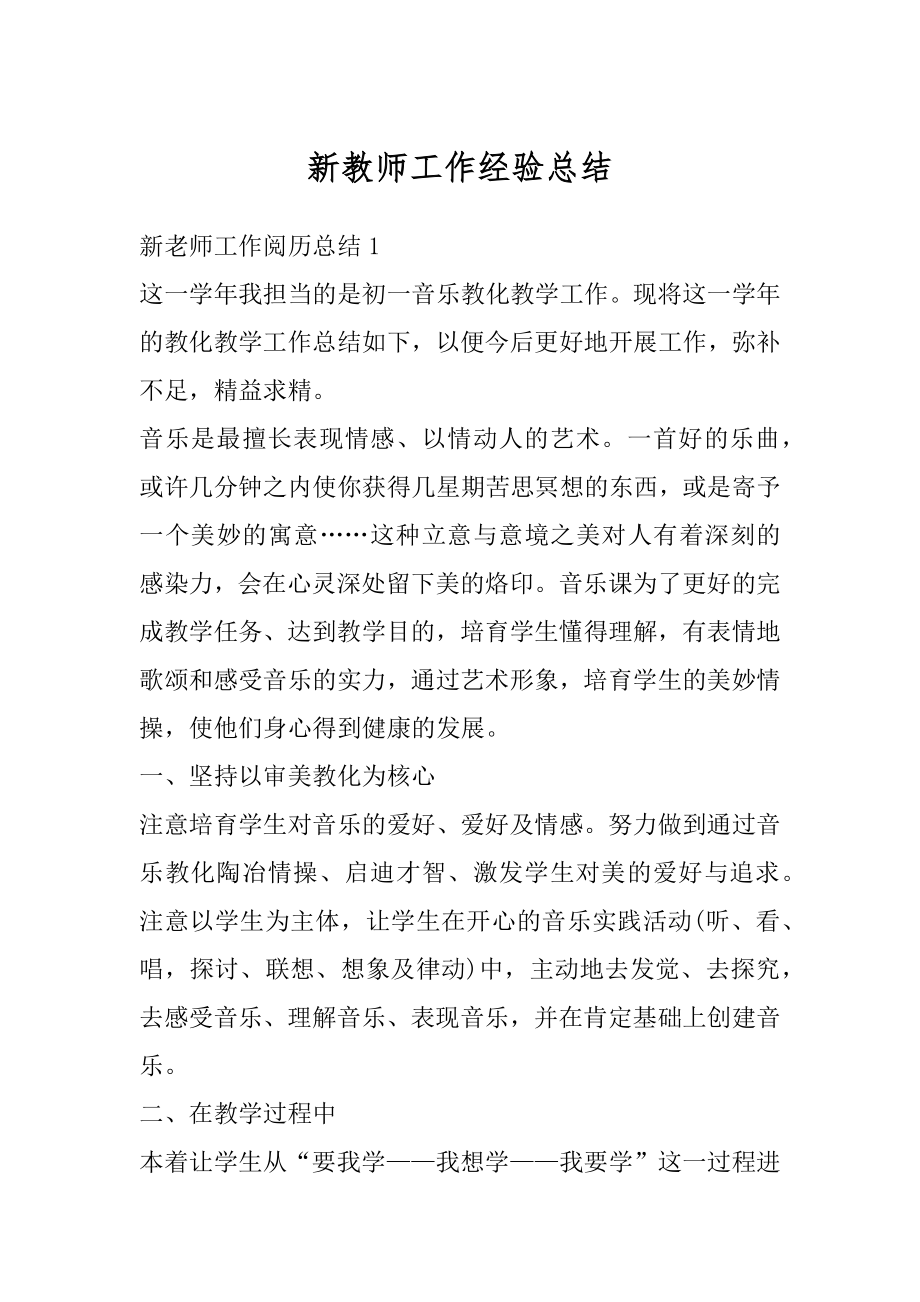 新教师工作经验总结精编.docx_第1页