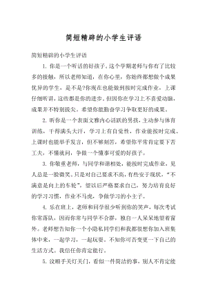 简短精辟的小学生评语例文.docx