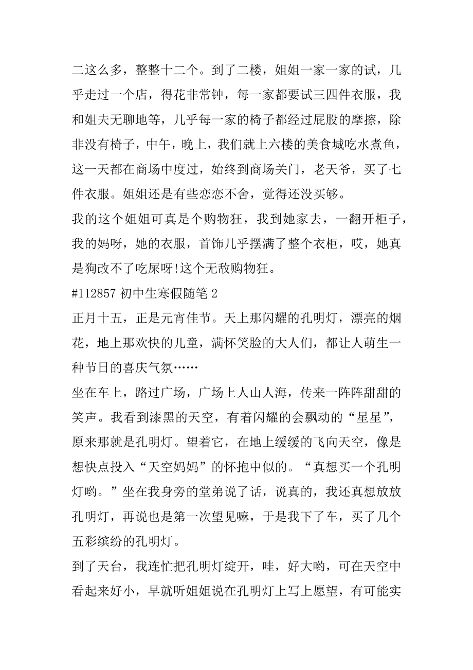 初中生寒假随笔精选.docx_第2页