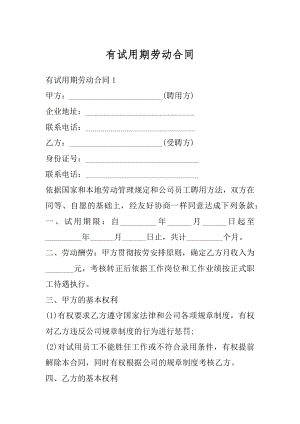 有试用期劳动合同精编.docx