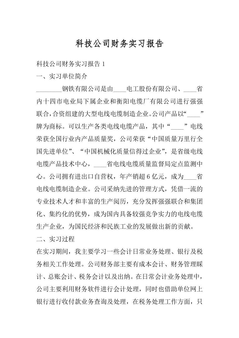 科技公司财务实习报告优质.docx_第1页