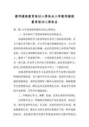 教师继续教育培训心得体会小学教师继续教育培训心得体会优质.docx