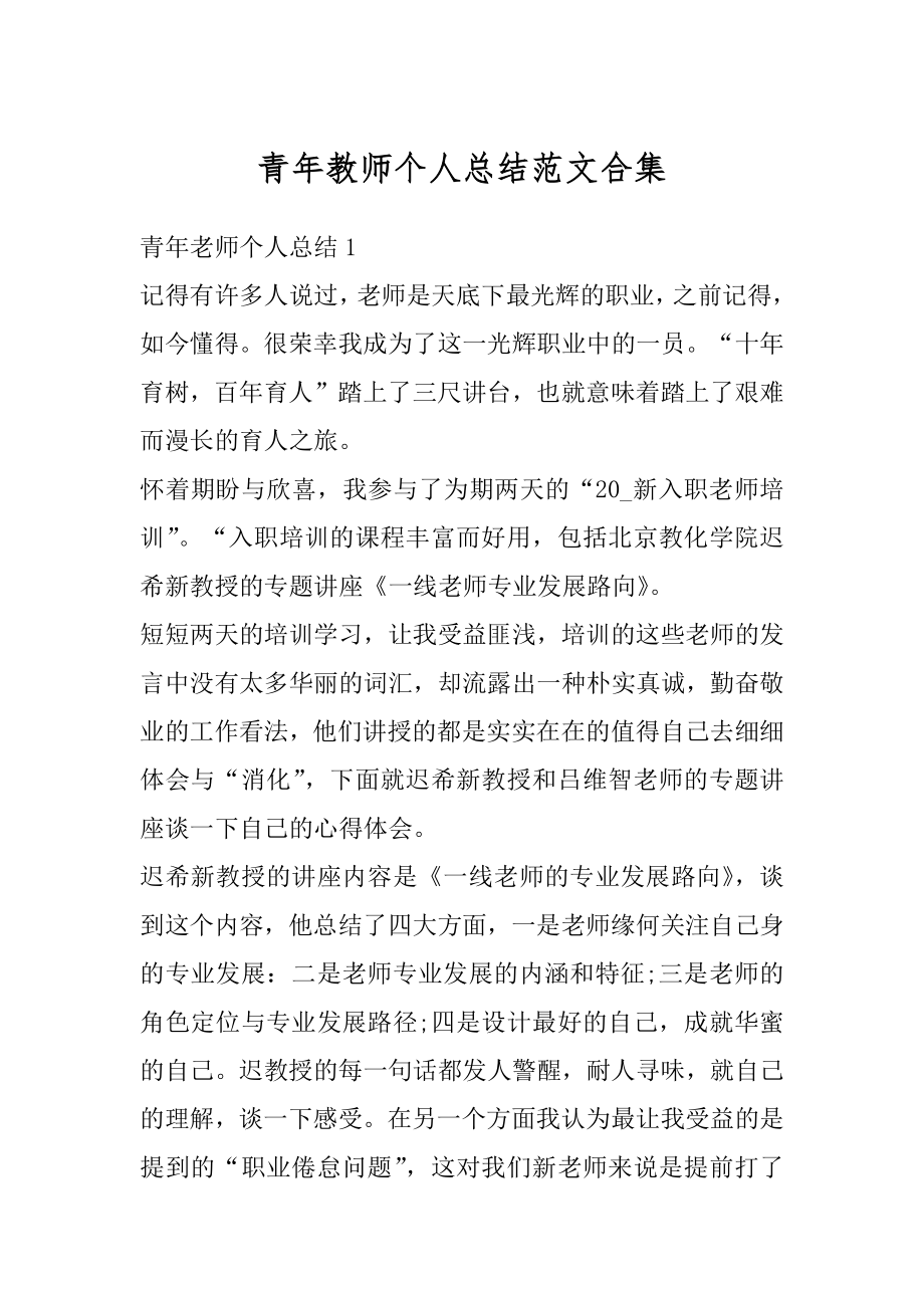 青年教师个人总结范文合集范例.docx_第1页