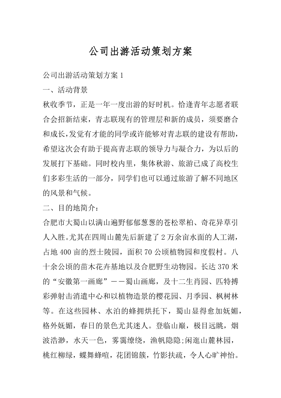 公司出游活动策划方案范本.docx_第1页