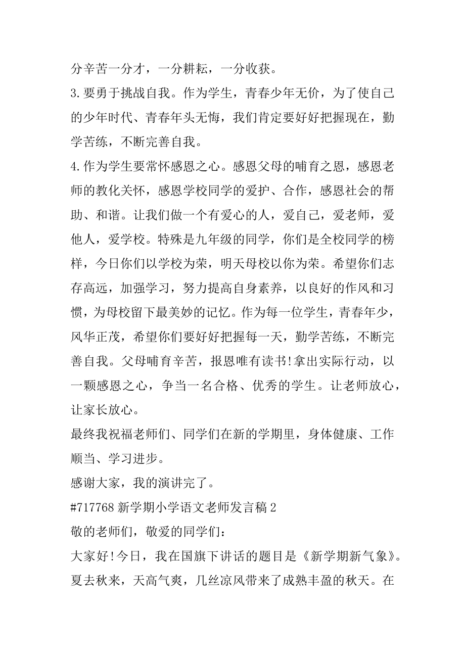 新学期小学语文老师发言稿精选.docx_第2页