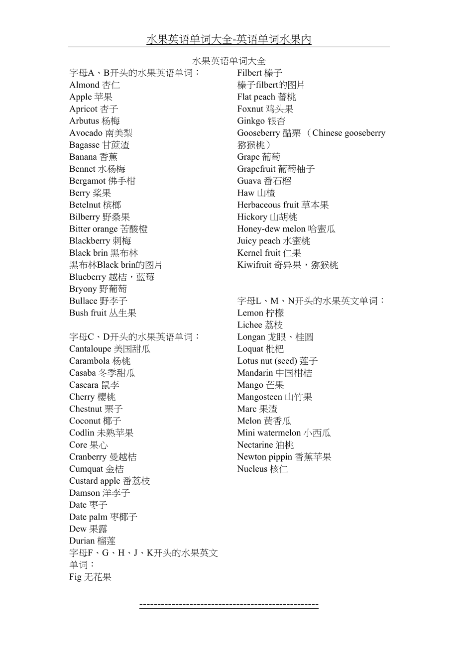 水果英语单词大全-英语单词水果內.doc_第2页