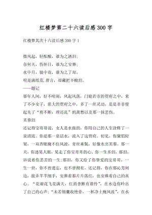 红楼梦第二十六读后感300字优质.docx