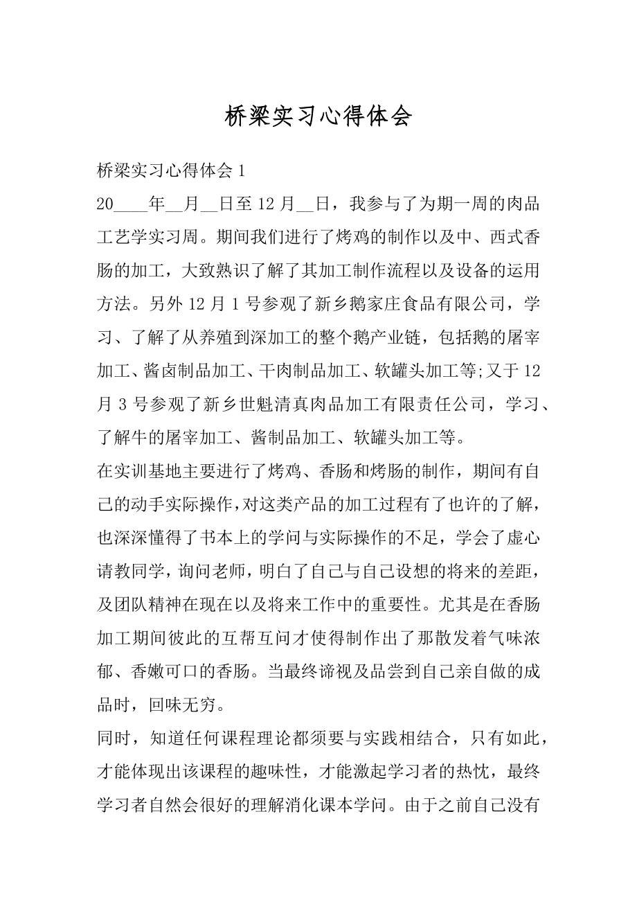 桥梁实习心得体会精品.docx_第1页