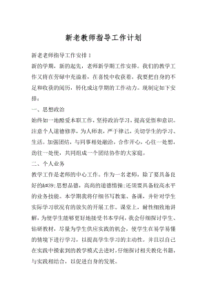 新老教师指导工作计划优质.docx