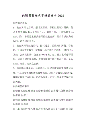 姓张男孩起名字模板参考优质.docx